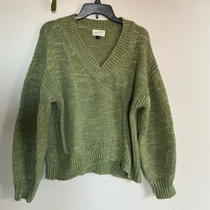 Green V-neck Sweater